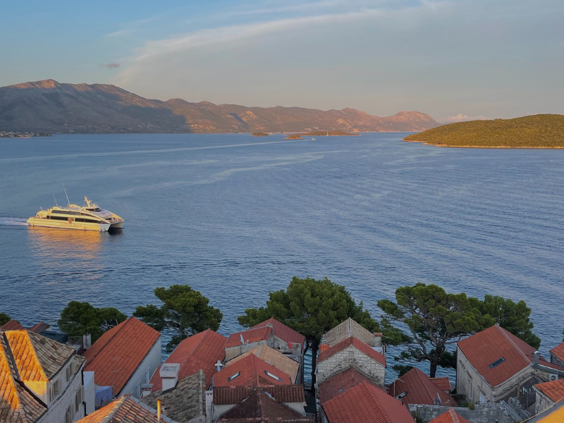 Ferry on Adriatic Sea, Croatia.